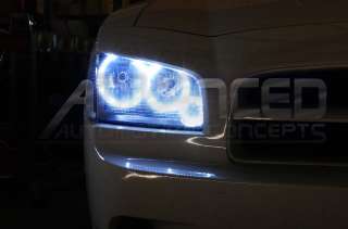Dodge Charger White LED Halo Headlights Rings Demon Eye  