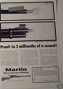 1958 MARLIN FIREARMS CO.  MICRO GROOVE RIFLING AD ART  