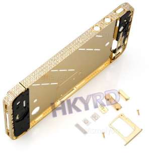 Gold Diamond Bezel Frame Chassis Housing For Iphone 4G  