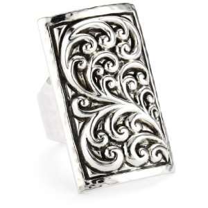  LOIS HILL Repousse Large Rectangle Ring Size 8 Jewelry