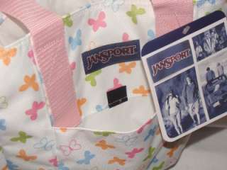 NWT JANSPORT WHITE BUTTERFLY BUTTERFLIES TOTE BAG PURSE  