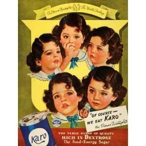   Syrup Dionne Quintuplet Girls   Original Print Ad