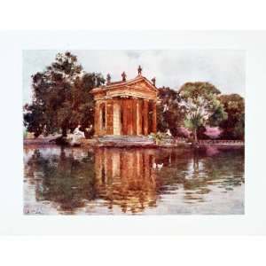  1905 Color Print Ornamenta Water Villa Borghese Rome Italy 