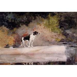  Oil Painting Dog on a Log Winslow Homer Hand Painted Art 