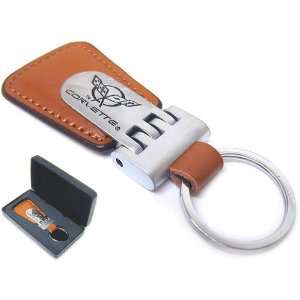  New Chevy Corvette Key Chain   Brown Leather 97 08 