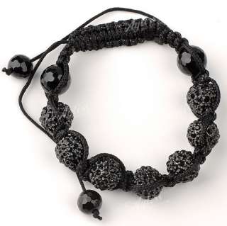   Crystal Disco Hip Hop Ball Beads Bracelet Macrame Mens Fashion Adjust