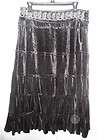 Mix Nouveau Black Velvet Beaded Waist Skirt XL 34x30 Tiered Gorgeous