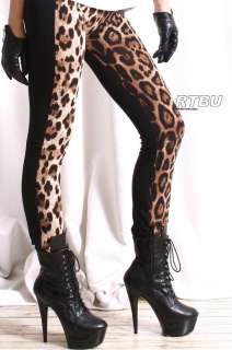 RTBU 1/2 Half Leopard Black Ultra Long Straight Leg Unisex Punk Cotton 