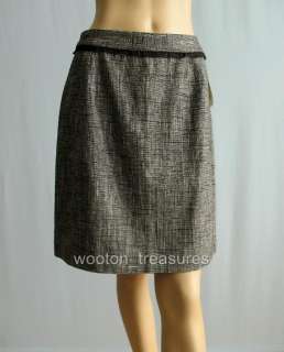 Kate Spade Picnic Tweed Skirt Cream Black Linen 10  
