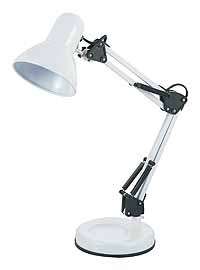   HOBBY DESK LAMP LIGHT SWIVEL ARM WHITE TABLE READING BEDSIDE