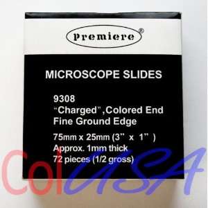 Scientific high quality microscope slides Premiere charged, white end 
