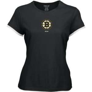  Boston Bruins Womens Frosted Logo Cap Sleeve Layered 