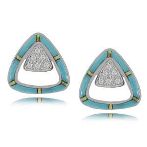 Turquoise Earrings in Sterling Silver Studs   Opal & CZ 