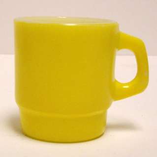 Vintage Anchor Hocking Fire King Yellow Stackable Mug D Handle  