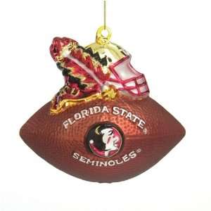 Florida State Seminoles NFL Blown Glass Football Holiday Tree Ornament 