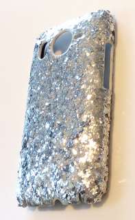 For HTC Inspire 4G Icy Flake Bling Silver Sequin Faceplate Phone Case 