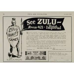 1926 Vintage Toy Ad Zulu Blowing Game Warrior Arrows   Original Print 