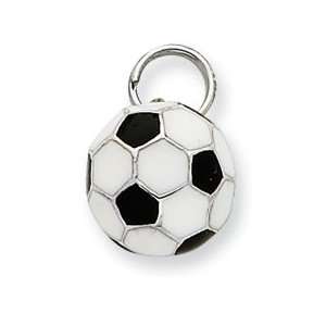    Sterling Silver Enameled Soccer Ball with Split Ring: Jewelry