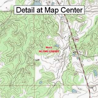   Topographic Quadrangle Map   Hero, Mississippi (Folded/Waterproof