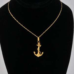   Gold Light Weight Small Mariner Anchor Cross Pendant For Men or Women