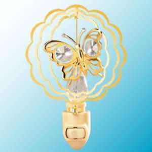  Mini Butterfly In Circle 24k Gold/Crystal Night Light 