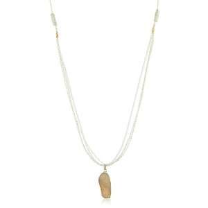 Mima Terra Jasper, Mother of Pearl and Leather, Gold Filled Necklace