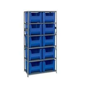 AKRO MILS 36 Wide Shelving with 10 Extra Large Bins   Gray  