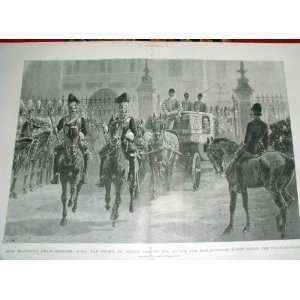  Hrh Prince Wales Leaving Buckingham Palace Old Prints 1 