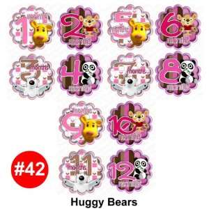 HUGGY BEARS Baby Month Onesie Stickers Baby Shower Gift Photo Shower 