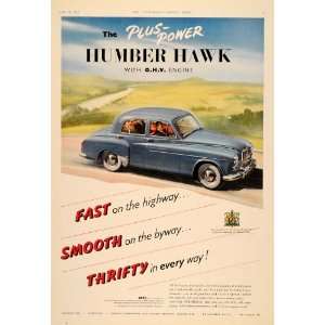  1955 Ad Humbler Hawk Blue British Car Automobile Rootes 
