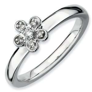  Diamond Flower Stackable Ring 1/20ctw   Size 9: Jewelry