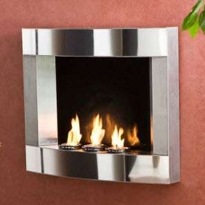 NEW Modern Stainless Steel Wall Mount Fireplace  