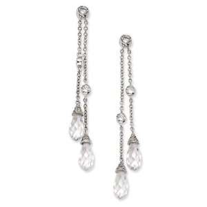  CZ Chain Dangle Post Earrings in Sterling Silver Jewelry
