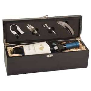  Matte Black Single Wine Bottle Presentation Box w/Tools 