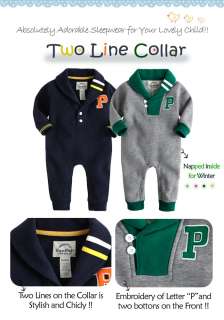   Baby Boys Fleece Jumpsuit Onepiece Outwear Two Line Collar  