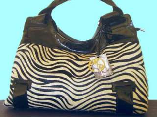 MADI ITALY Zebra Calfhair Black Patent Leather NEW Large Tote  