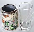   Silver Tone Flower Cocktail Drink Holder & Glass Cup Barware ITALY