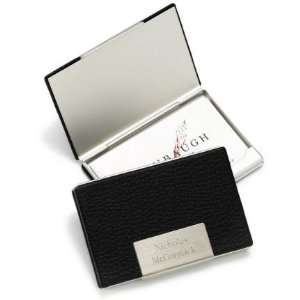   : Baby Keepsake: Personalized Black Leather Business Card Case: Baby