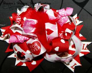 Funky Valentine Heart Loopy Boutique Hair Bow Girl. SO CUTE!  