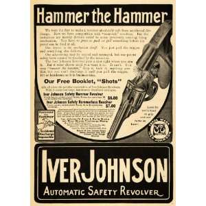  1907 Ad Iver Johnson Arms Cycle Works Revolver Gun Firearms 