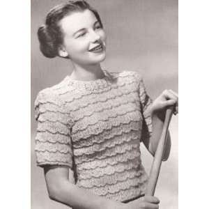  Knitting PATTERN to make   Knitted Short Sleeve Sweater with Wave 