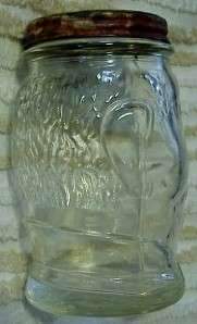 VTG 1940 LUCKY JOE LOUIS BOXER NASH MUSTARD PROMO GLASS FIGURAL FACE 
