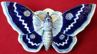 HUGE FIVES LILLE MAJOLICA BUTTERFLY WALL POCKET C 1880  