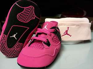 487219 601] Baby Infant Jordan 4 Retro Voltage Cherry Pink Suede Crib 