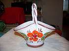 BASSANO Italy Art Pottery Floral Painted Basket 7  