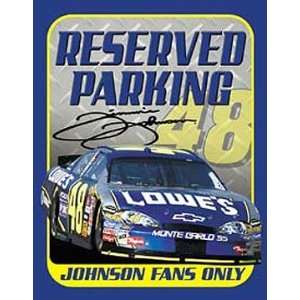    NASCAR Metal Tin Sign Johnson Fan Parking Lowes 48