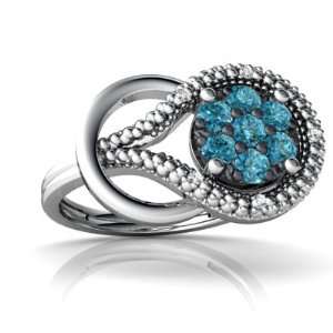 14K White Gold Blue Diamond Love Knot Ring Size 6 Jewelry