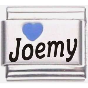    Joemy Dark Blue Heart Laser Name Italian Charm Link Jewelry