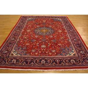  72 x 105 Red Persian Hand Knotted Wool Farahan Rug 
