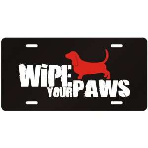    Basset Hound / Wipe Your Paws  License Plate Dog